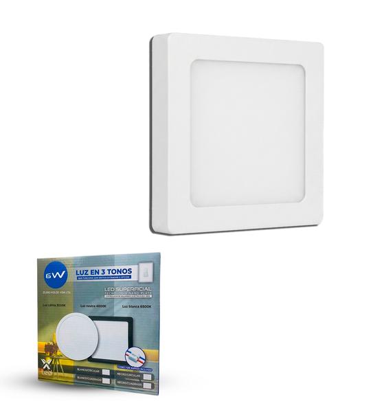 Panel LED 6W Superficial Cuadrado Blanco (3 Tonos)