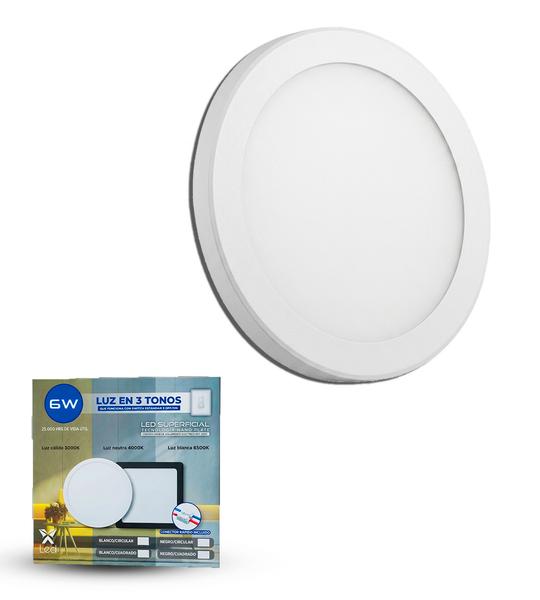 Panel LED 6W Superficial Redondo Blanco (3 Tonos)