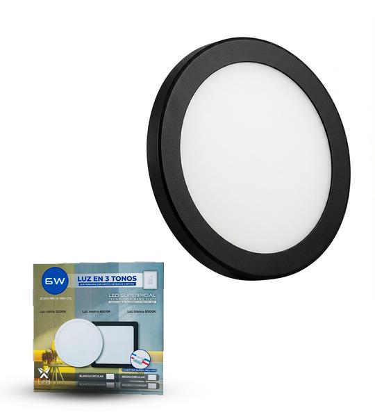 Panel LED 6W Superficial Redondo Negro (3 Tonos)