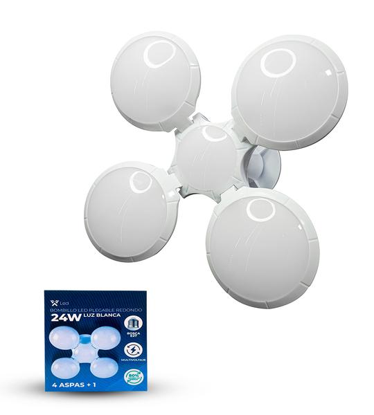 Plegable Led Redondo 4 + 1 Aspas 24W Multivoltaje E27
