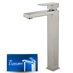 Lavamano Monomando Brushed Cromado con canilla/vastago diseno recto  (LGLUX09)