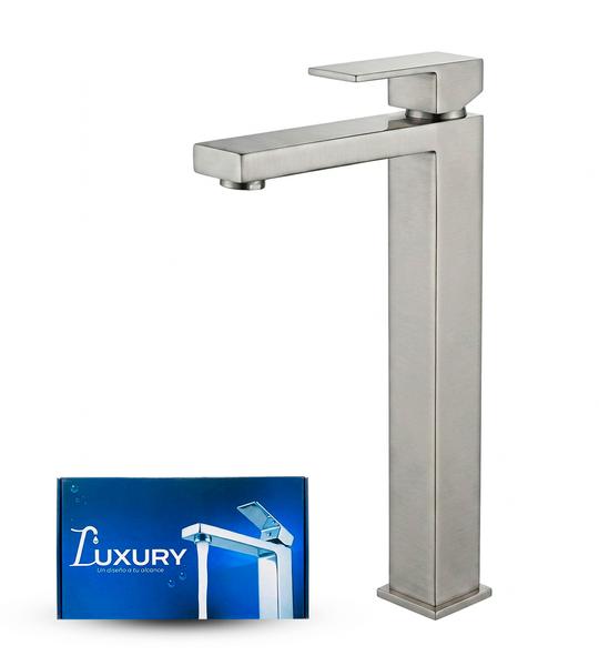 Lavamano Monomando Brushed Cromado Con Canilla/Vastago Diseno Recto