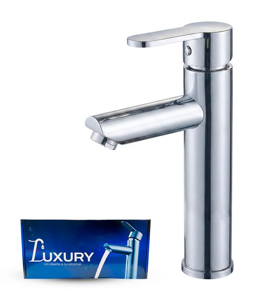 Lavamano Monomando Brushed Cromado Con Canilla/Vastago Diseno Curvo