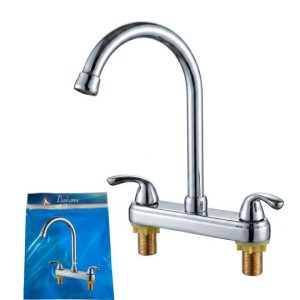 Fregadero 8"" cromado cuello cisne pomo tipo palanca (FGLUX02)