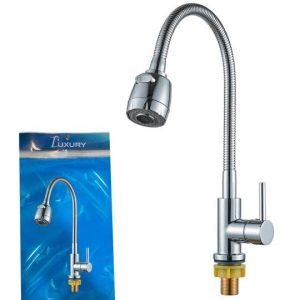Fregadero 8"" monomando cromado cuello cisne flexible(FGLUX06)